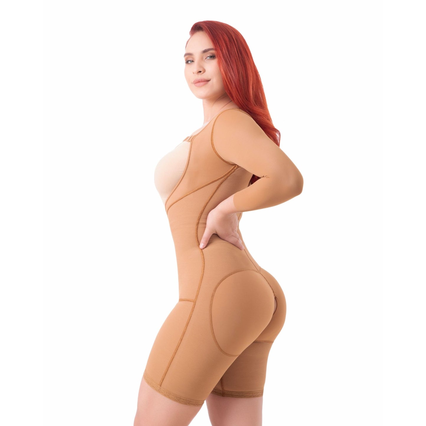 Faja con mangas sin bra, salida de dren y media pierna. Q51157